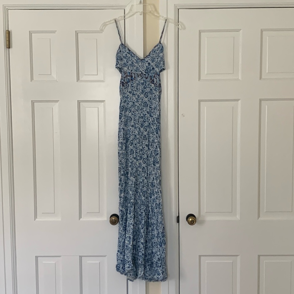 Ecote dress, urban outfitters, blue black white side cut out maxi dress, size xs